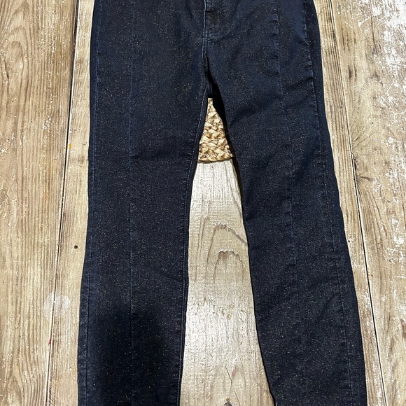 32 Anthropologie Pilcro High-Rise Sparkle  Gold Shimmer Denim Leggings Women’s - Picture 8 of 11